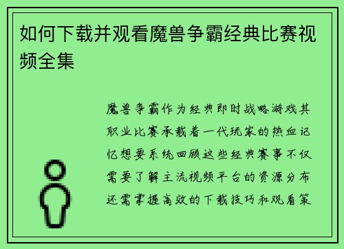 如何下载并观看魔兽争霸经典比赛视频全集
