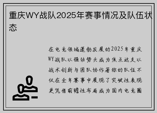 重庆WY战队2025年赛事情况及队伍状态